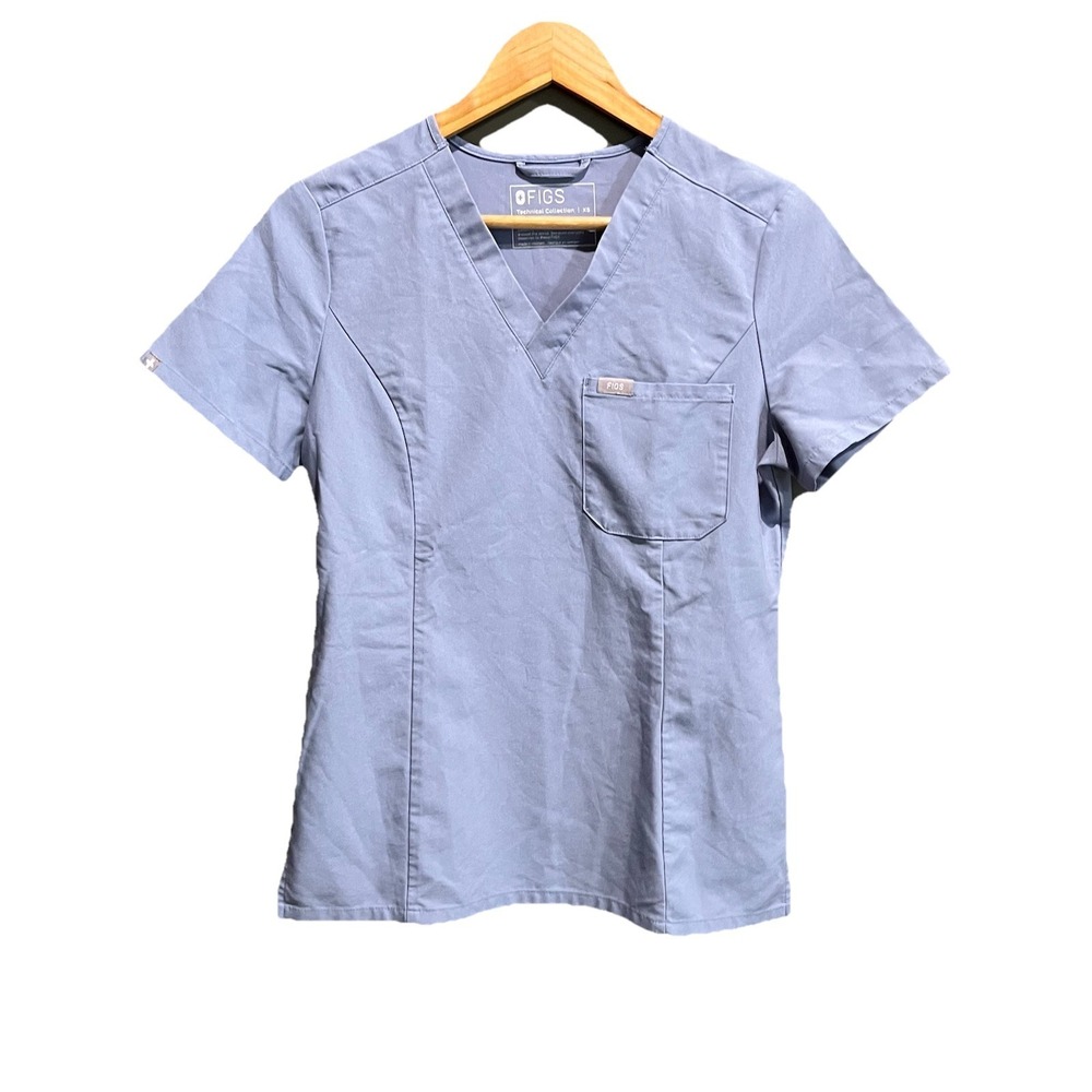 FIGS Technical Collection Light Blue Catarina Women's Scrubs Top Size XS